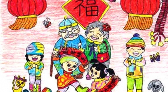 2016新年儿童画精选大全 炫彩童心喜迎新春
