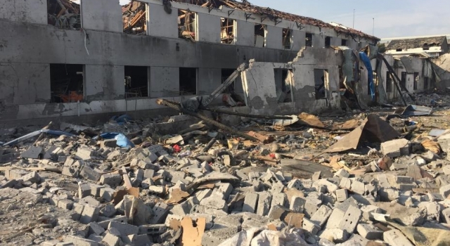 实拍浙江宁波市江北区爆炸现场 现场一片狼藉