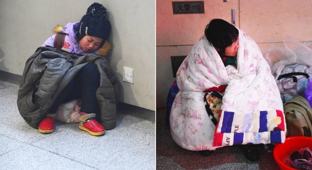 女孩为进城火车售票厅过夜 他们的回家路令人心疼