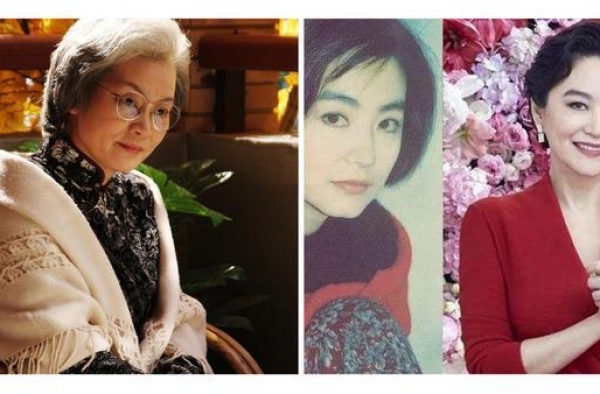 65岁潘虹林青霞老了也优雅，裙装搭丝巾端庄贵气，超适合妈妈们