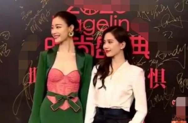 倪妮深v裙露大片肋骨似平胸，刘诗诗穿着保守，是怕吴奇隆吃醋？