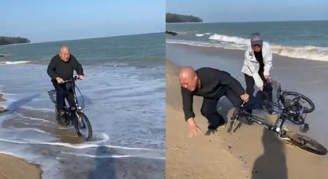 64岁杜旭东卖力骑车，个太矮相亲不敢起身，伺候丈母娘被拉一身