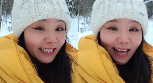 46岁龚琳娜眼纹深牙齿崎岖，嫁老外却住深山，混血儿子颜值出众